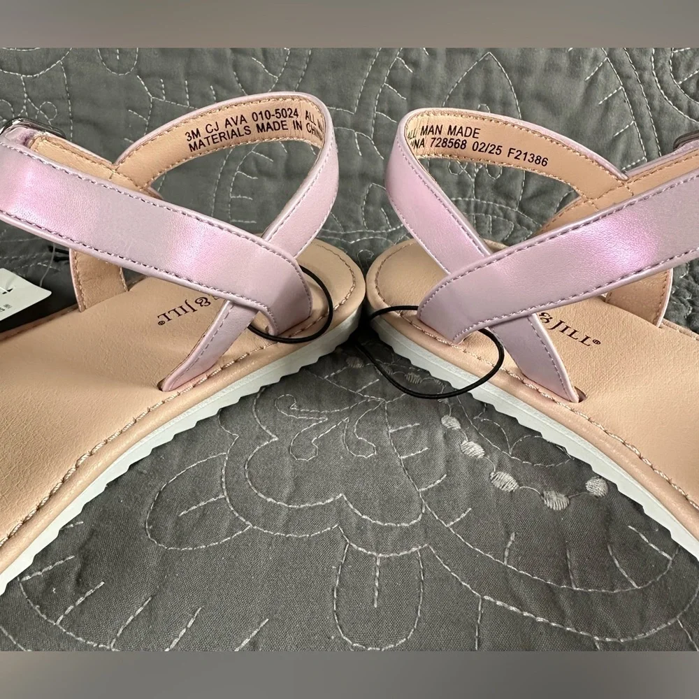 Christie & Jill Girls Purple Ava Ankle Strap Flat Sandals NWT Size 3